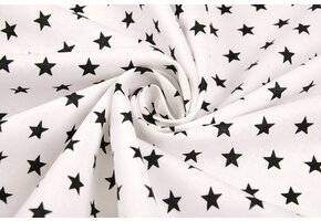 Poplin Petit Stars White Black