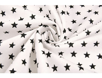 Popeline Petit Stars Weiß Schwarz