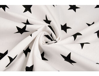 Popeline Stars Weiß Schwarz