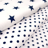 Popeline Stars Weiß Marine