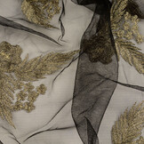 Mesh Geborduurd Agatha Zwart Goud