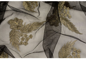 Mesh Embroidered Agatha Black Gold
