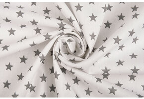 Poplin Petit Stars White Grey