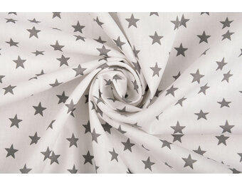Popeline Petit Stars Weiß Grau