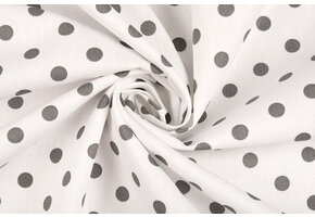 Popeline Dots Weiß Grau
