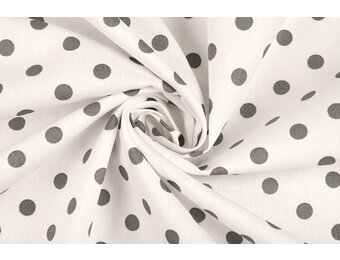 Popeline Dots Weiß Grau