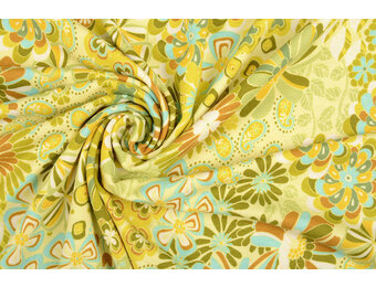Viskose Jersey Sixties Flowers Multi-2