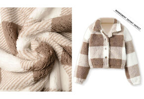 Teddystoff Große Karo Beige Taupe