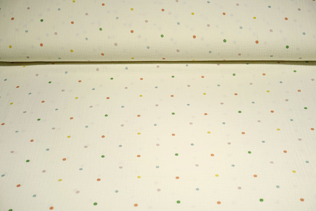 Hydrofiel Ecru Stippen Multicolor