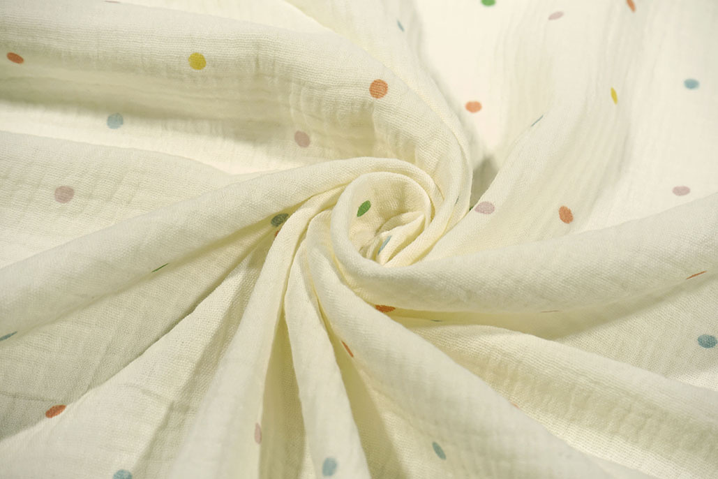 Double Gauze Ecru Dots Multicolor