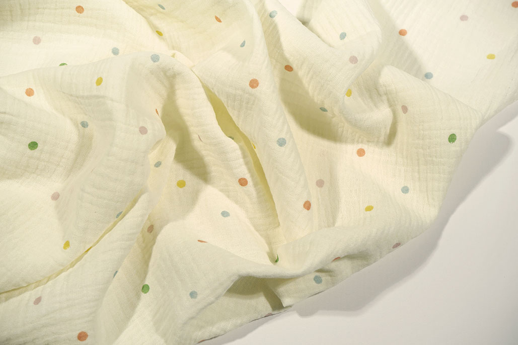 Double Gauze Ecru Dots Multicolor