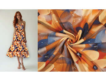 100% Viskose Fiorange Blumen