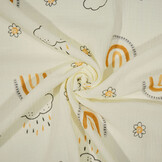 Baumwoll Musselin Regenbogen Wolken