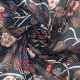 Chiffon Bedrukt Siennaflor Marine