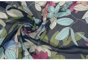 Chiffon Bedrukt Miraflora Marine