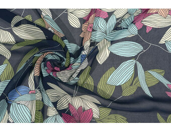 Chiffon Bedruckt Miraflora Marine