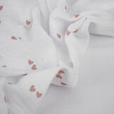 Baumwoll Musselin Herzen Weiß