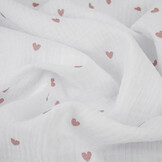 Double Gauze Small Hearts White