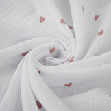 Double Gauze Small Hearts White