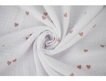 Baumwoll Musselin Herzen Weiß