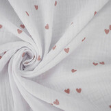 Double Gauze Small Hearts White