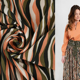 100% Viscose Radiance Strepen Army Groen