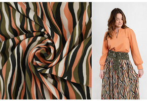 100% Viscose Radiance Strepen Army Groen