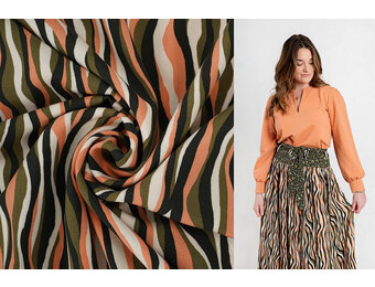 100% Viscose Radiance Stripes Army Green