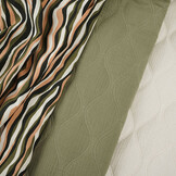 100% Viscose Radiance Strepen Army Groen