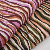 100% Viscose Radiance Strepen Army Groen