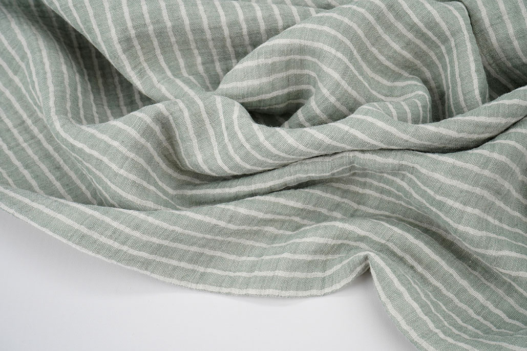 Double Gauze Yarn Dyed Stripes Old Green