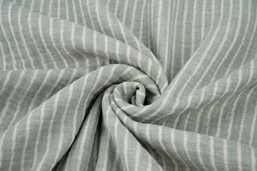 Double Gauze Yarn Dyed Stripes Old Green