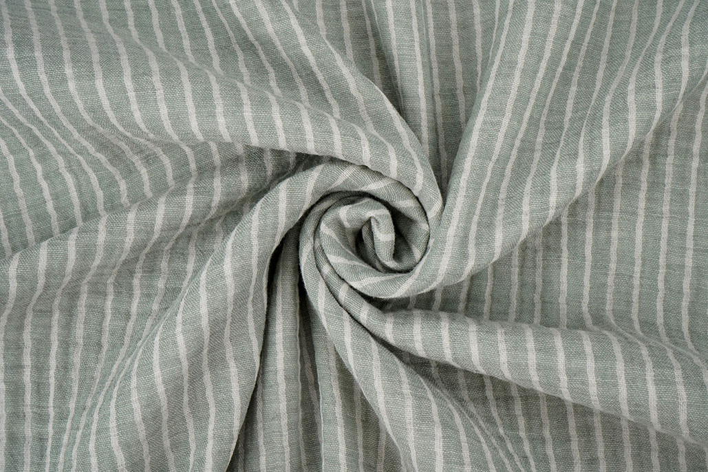 Double Gauze Yarn Dyed Stripes Old Green