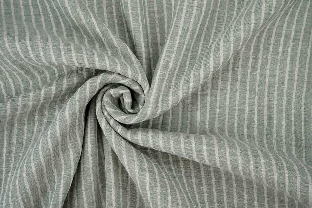 Double Gauze Yarn Dyed Stripes Old Green