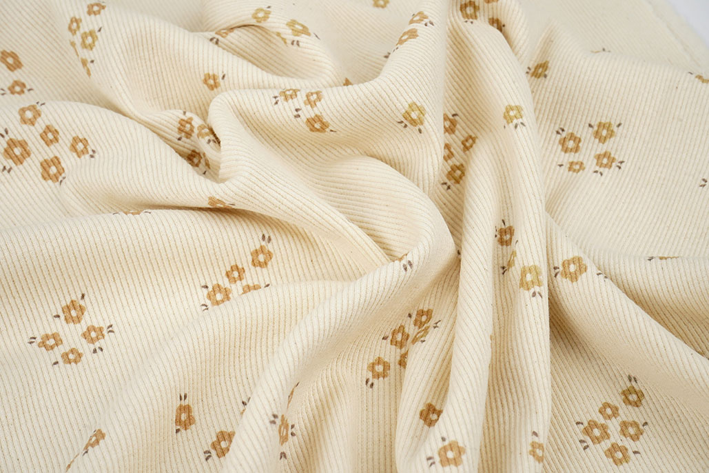 Rib Jersey Organic Flowers Natural