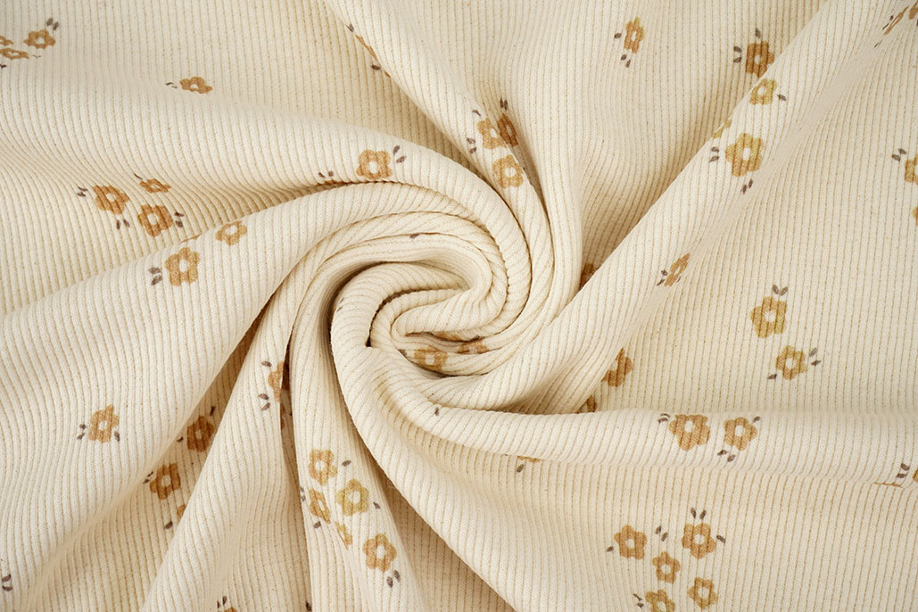 Rib Jersey Organic Flowers Natural