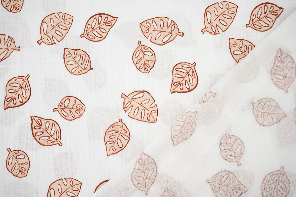 Double Gauze Monstera Leaves White