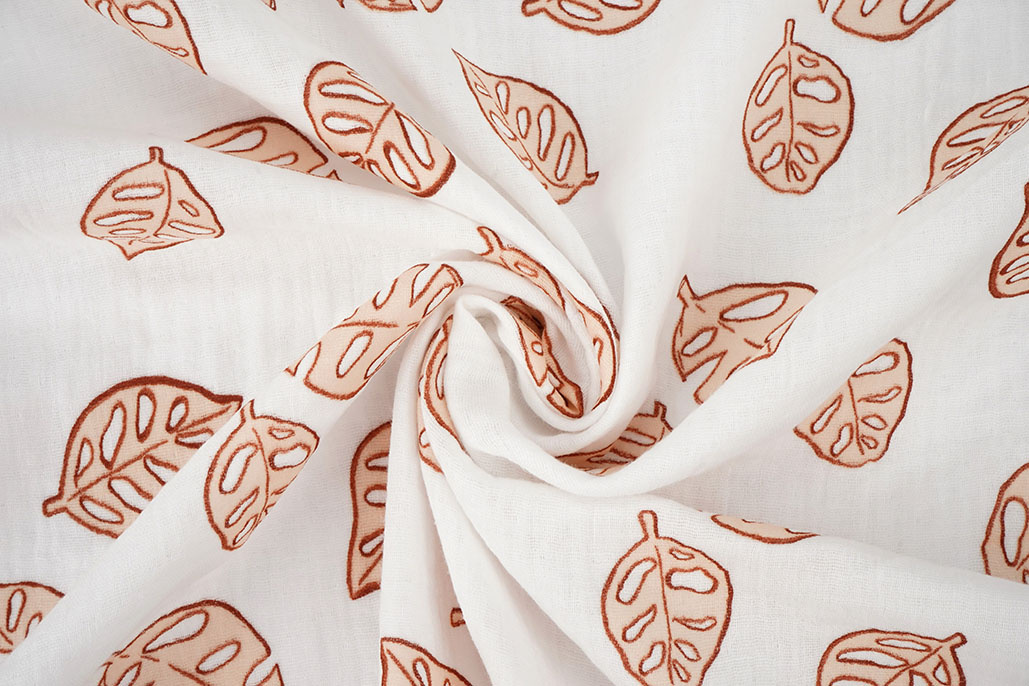 Double Gauze Monstera Leaves White