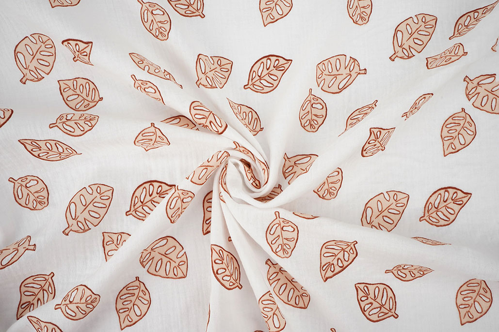 Double Gauze Monstera Leaves White