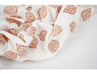 Baumwoll Musselin Monstera Leaves Weiß