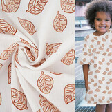 Baumwoll Musselin Monstera Leaves Weiß