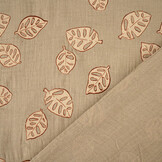 Baumwoll Musselin Monstera Leaves Sand