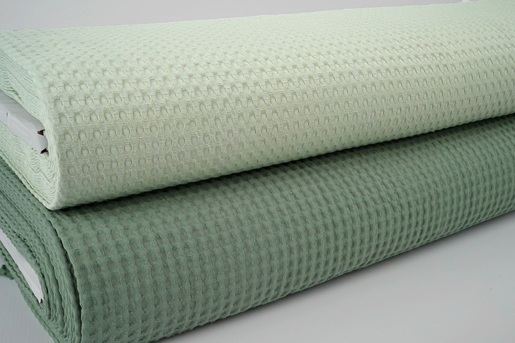 Luxury Cotton Waffle Pique Old Green