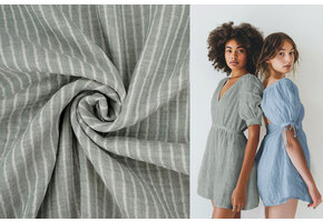 Baumwoll Musselin Yarn Dyed Streifen Alt Grün