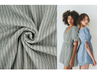 Baumwoll Musselin Yarn Dyed Streifen Alt Grün