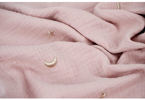 Double Gauze Moon and Stars Powder Pink