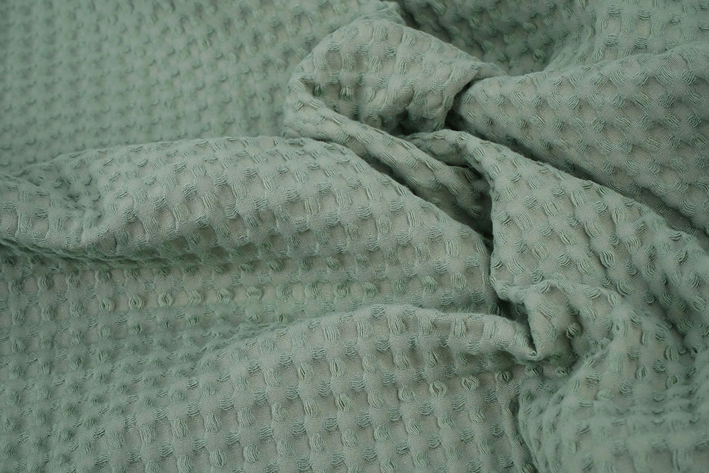 Luxury Cotton Waffle Pique Old Green