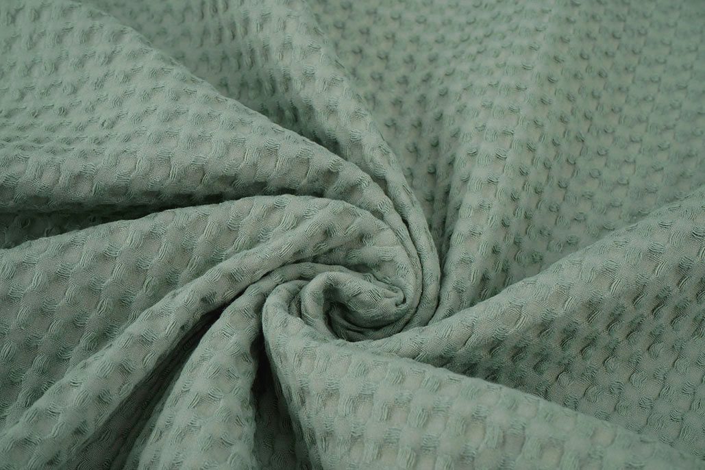Luxury Cotton Waffle Pique Old Green