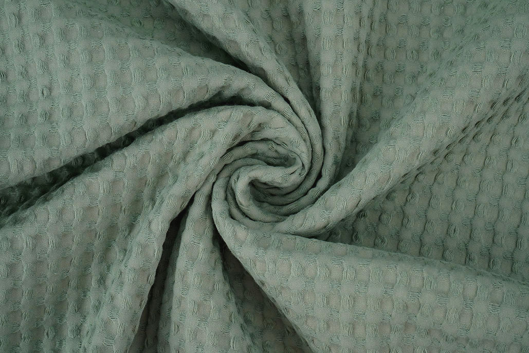 Luxury Cotton Waffle Pique Old Green
