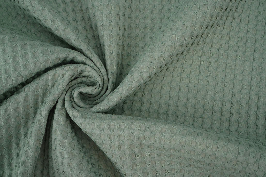 Luxury Cotton Waffle Pique Old Green